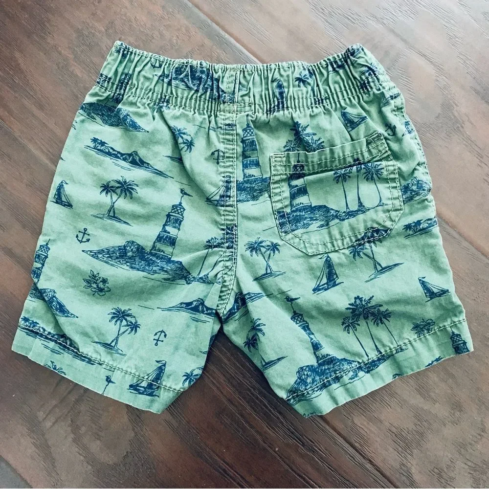 Carter's Baby Boy Cute Hawaiian/Beachy Pull-On Knit Shorts | Size: 18m.